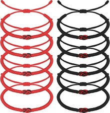 10 Pcs Matching Bracelets for Couples Knots Red Black String Bracelet of...