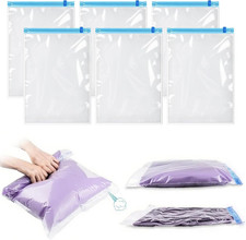 Small Vacuum Storage Bags, 6 Pack Space Saver Bags, Roll-Up Compression Zipper