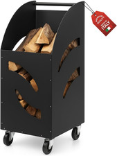 Carrello Portalegna Da Interno Esterno Con Ruote Metallo Spesso Nero Made in Ita