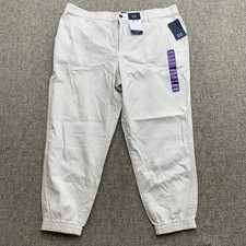 NWT GAP Twill Jogger Pants Women's XXL Beige Elastic Waist Casual Comfort