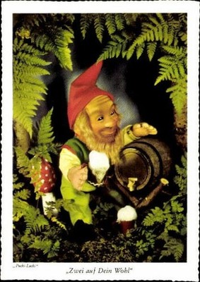 8 Old Postcard Dwarves in the Forest Pucki Lucki, Various Views - 31502