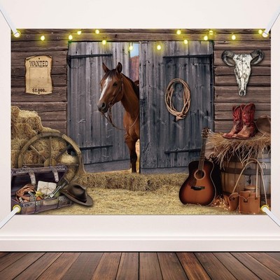 Western Party Backdrop Western Cowboy Party Decoration Supply Wild 7 x 5 ft