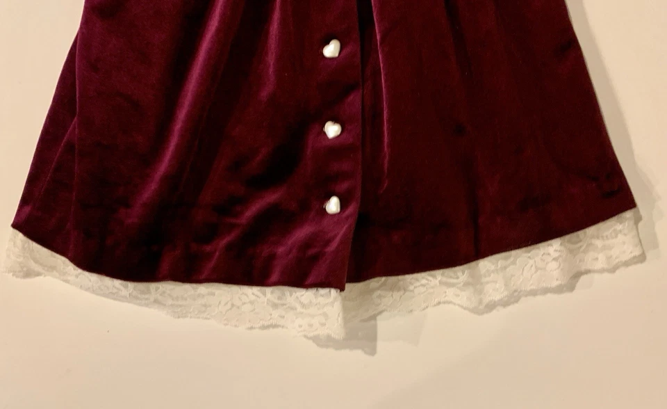 Expressions Girl's Dark Red Holiday Party Dress w Heart Buttons sz 3T Christmas - Image 3 of 4