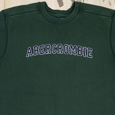 ABERCROMBIE & FITCH - Vtg 90s Stitched Embroidered Dark Green T