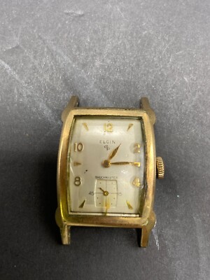 Vintage Elgin Men's Shockmaster Tank Wrist Watch 10k Gold RGP