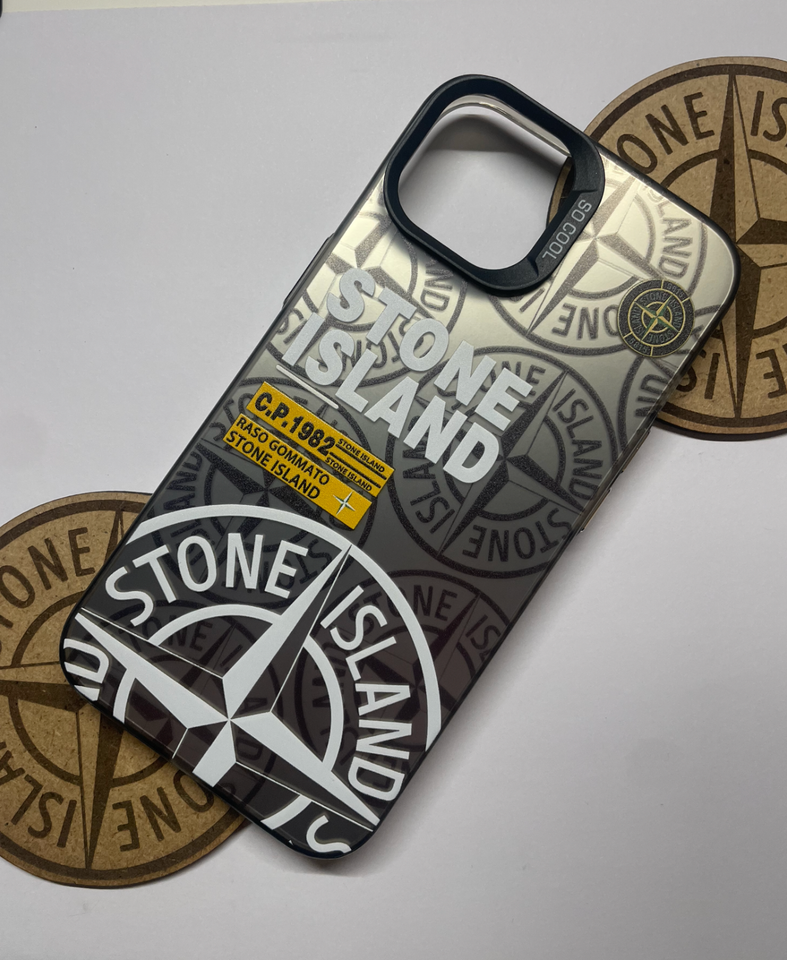 Coque Stone Island Blanc Argent Gris iPhone 15 | Livraison Offerte