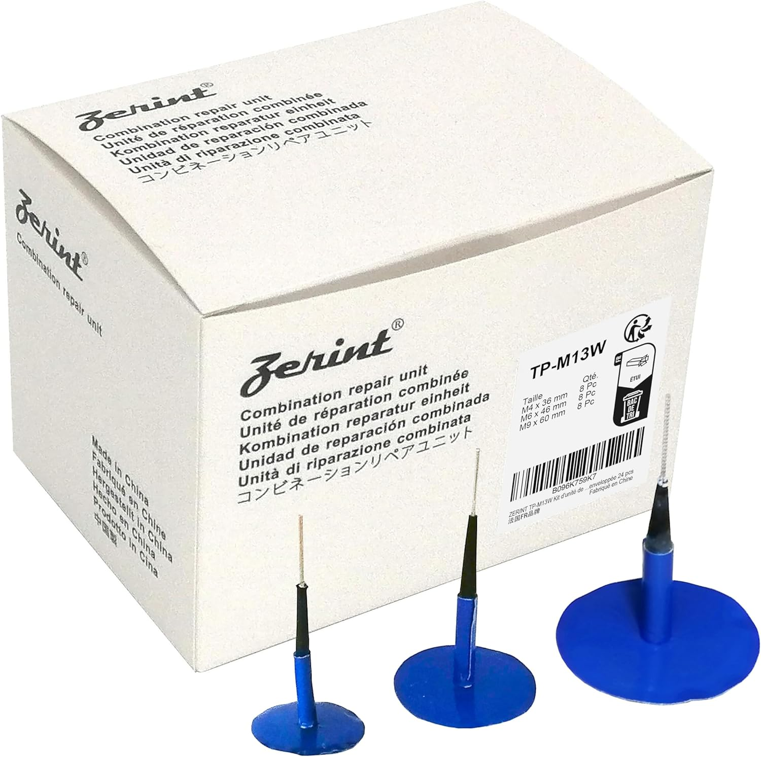 Combination Repair Unit Kit, Tire Repair Patch Plug Kit 1/6