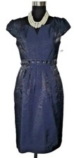 Adrianna Papell Dress Sz 4 Blue Wedding Evening Beaded Sheath Classic Navy S NEW