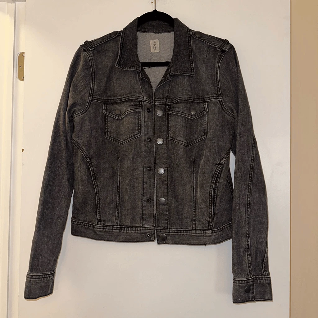 Volcom Denim Jacket with Colorful Back Panel Size 1