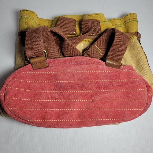 Lucky Brand Backpack Purse Bag Canvas Suede Leather Trim Boho Hippie - Picture 8 of 11