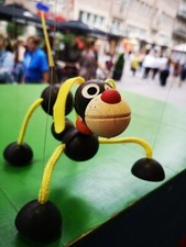 Marionette Hund Schwarz, Holzspielzeug