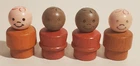 VTG FISHER PRICE LITTLE PEOPLE TOY WOOD BASE LOT/4 BOYS AFRICAN AMERICAN & WHITE