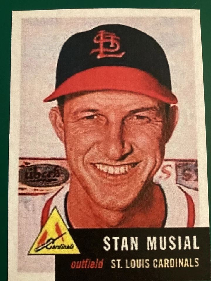 1953 Topps Estilo Stan Musial Pose Variación Cardenales de San Luis losa de color negro Foto 3 de 4