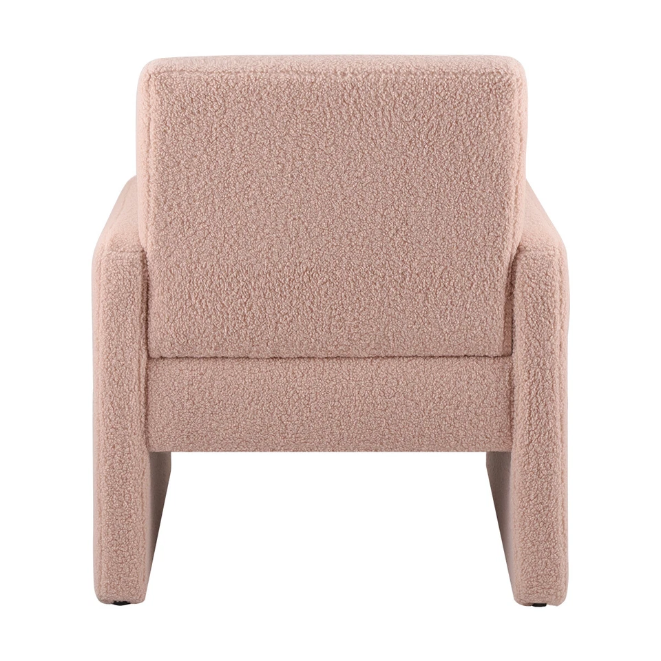 Sofá de solteiro estofado de lã de cordeiro cadeira braço tecido destaque destacável sala de estar - Imagem 4 de 4