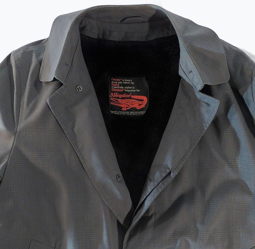 Vintage KORATRON Alligator Mens 44R Gray Plaid Top Coat Overcoat Removable Liner - Picture 4 of 7