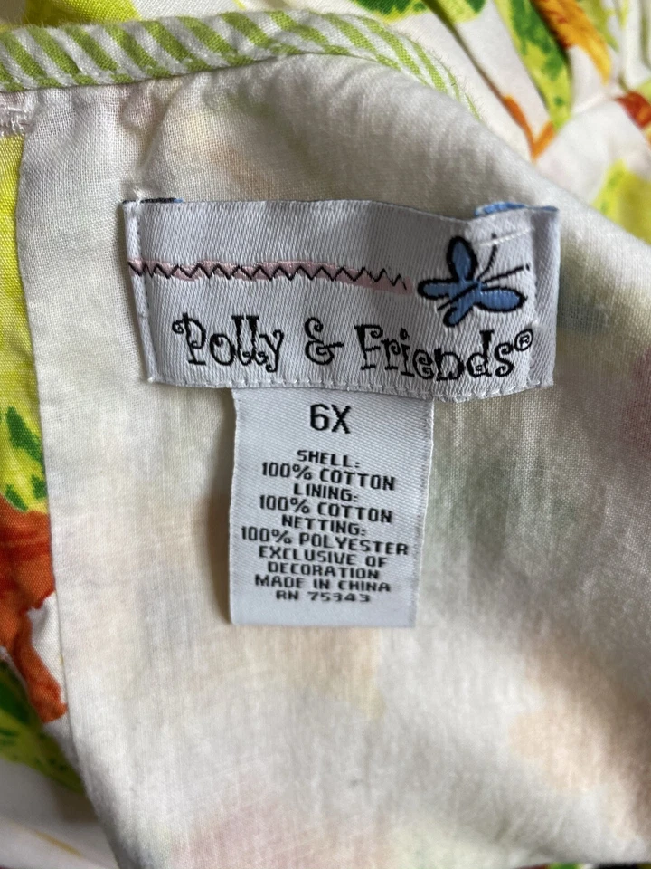 Vestido Polly & Friends feminino floral sem mangas acabamento Seersucker tamanho 6x - Imagem 3 de 3