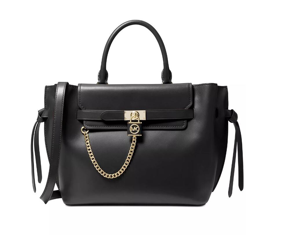 MICHAEL KORS Hamilton Legacy leather belted large satchel crossbody bag in Black image 2