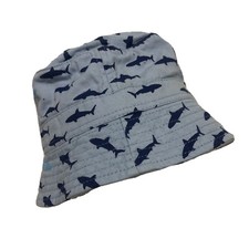 Fish Shark Blue Sun Bucket Hat Baby Infant Toddler Unisex Summer Beach Pool OSFM