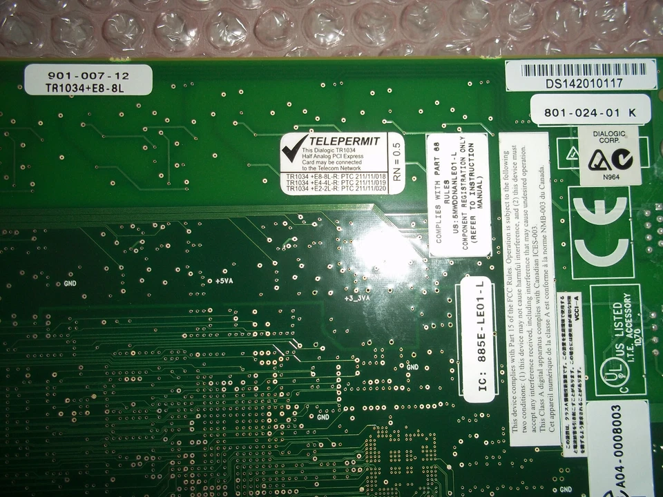 Dialogic Brooktrout 901-007-12 801-024-01 TR1034+E8-8L-R 2-Port VoIP Card - Image 3 of 3