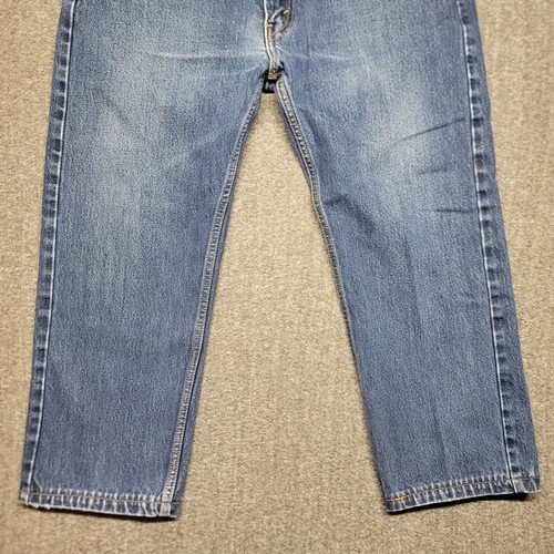 Levis Jeans Mens 36x25 Blue 505 Stonewash Regular Fit Straight Denim Altered Hem - Picture 2 of 21