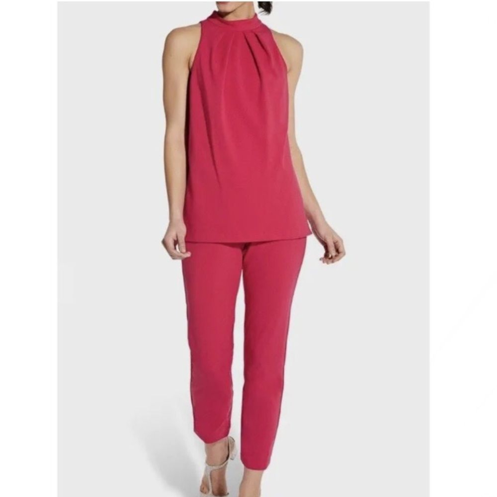Adrianna Papell Pink Knit Crepe Jumpsuit Size 18