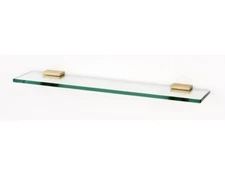Alno A8455-18-SB  18 Inch Glass Shelf + Brass Mounting Brackets - Satin Brass