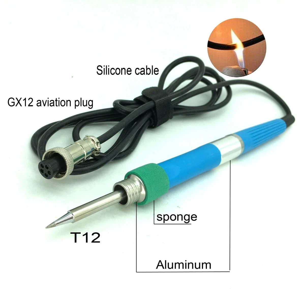 5 Pin T12 Replace soldering iron Handle Silicone cable and T12 Soldering Tip