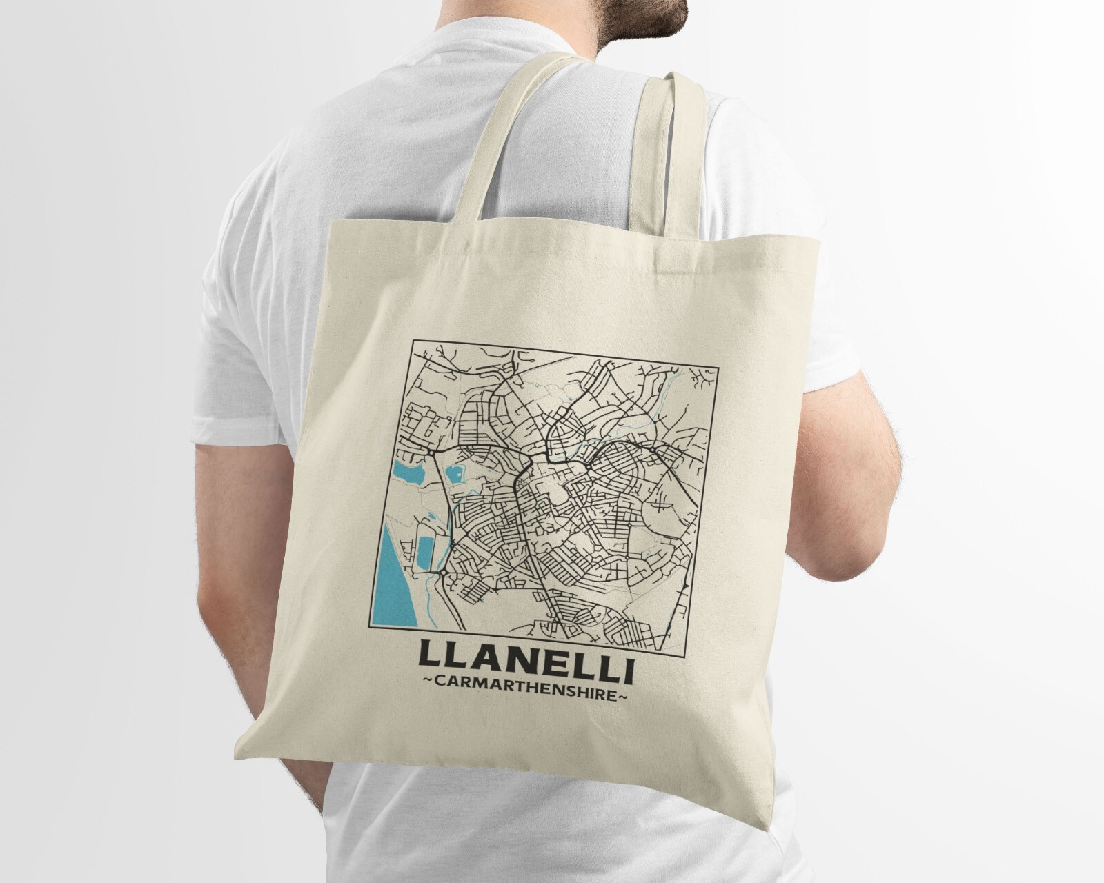 Llanelli, Carmarthenshire, Wales Town Map Cotton Shopper Tote Bag eBay