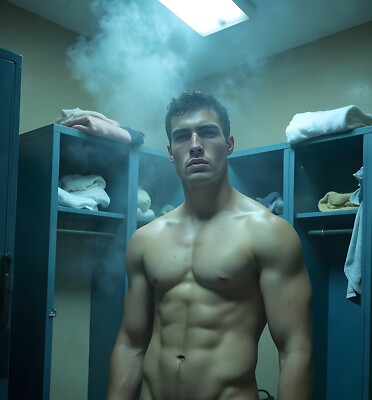 NUDE MALE PORTRAIT #0125-086 - lockerroom men series- free shipping in