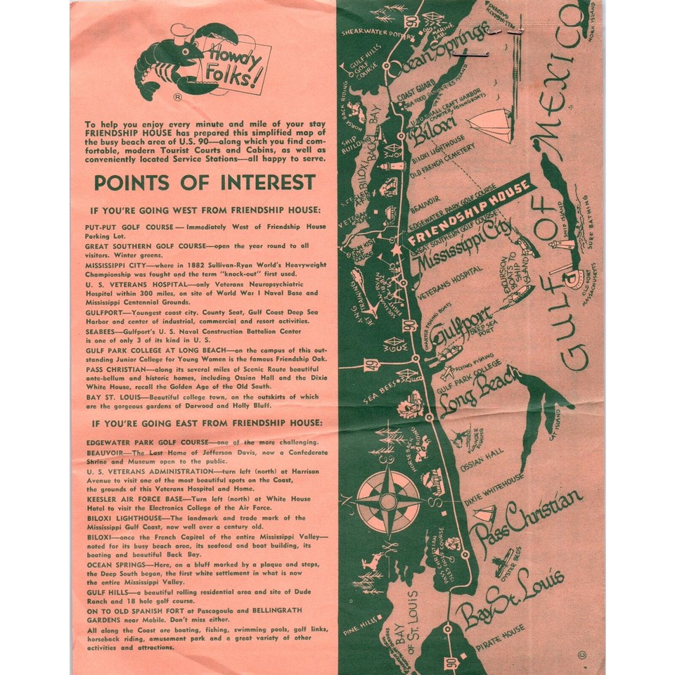 1960 Friendship House Restaurant Menu Biloxi Mississippi AE8 eBay