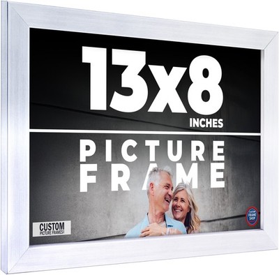 13x8 Frame Silver Real Wood Picture Frame Width 0.75 inches | Interior Frame Dep