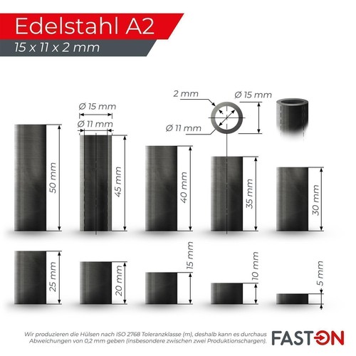 Distanzhülsen Edelstahl A2 Distanzhülse Distanzhalter Abstandshalter Stahlrohr - Bild 42 von 47