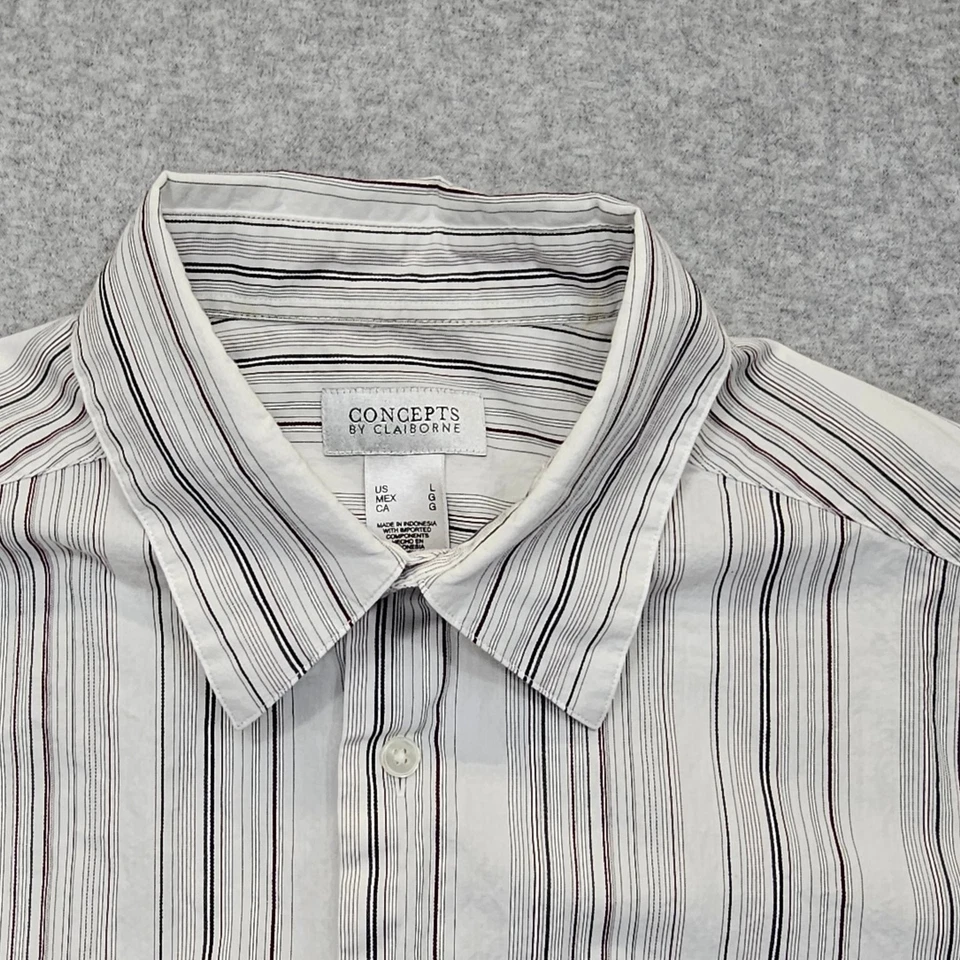 Concepts by Claiborne Men's Casual Button-Down Shirt L Cotton Striped - Image 2 of 4