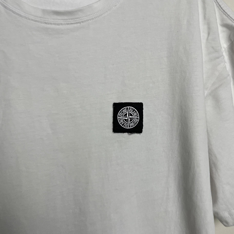 Stone Island Shirt L White Short Sleeve Patch Logo Romania Made Cotton Blend - image 3 of 4