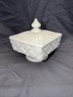 Vintage Westmoreland Old Quilted Milk Glass Candy Dish Square Pedestal And Lid