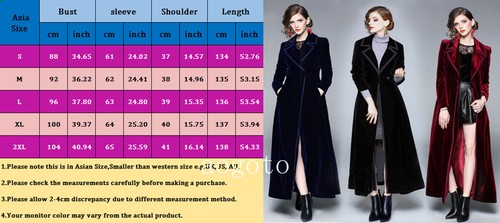 Womens Ladies Luxury Long Velvet Coat Notch Collar Trench Coat Overcoat Formal - 第 2/14 張圖片