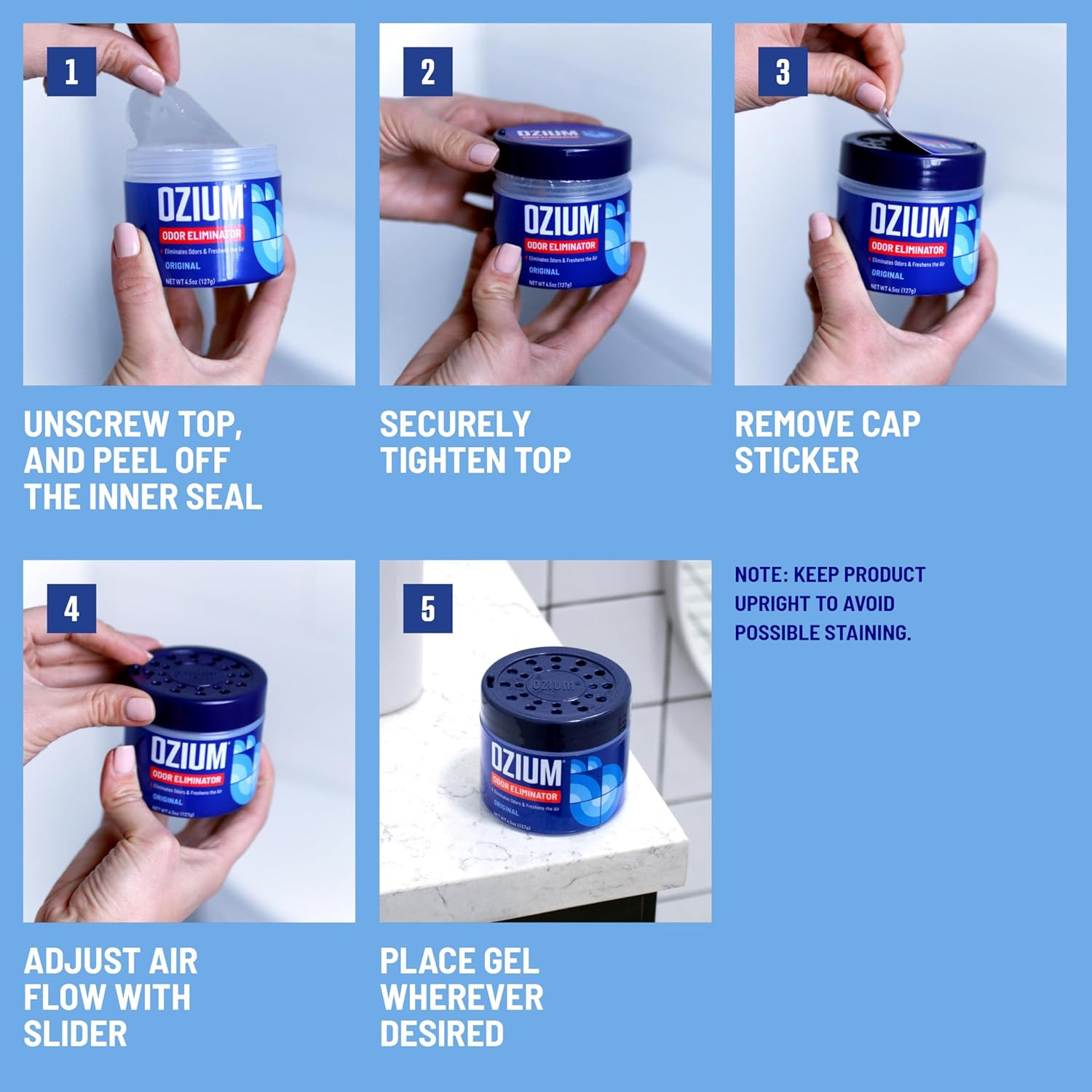 4 Pack Odor Eliminating Gel 4.5oz Air Freshener for Home Car Office Original Sce