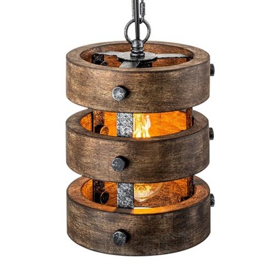 Farmhouse Wood Pendant Lights Kitchen Island, Dining Room Lighting Fixtures O...