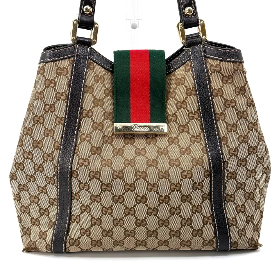 GUCCI GG Lona Línea Jerez Bolso de Mano Cartera Cremallera Auténtico de Japón Foto 2 de 4