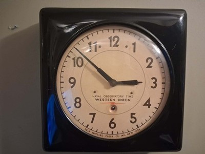 Self Winding Clock Co. Naval Observatory Time Western Union Square Wall Clock