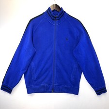 Vintage Polo Ralph Lauren Men s Sz Lg Track Jacket Blue Navy Stripe Cotton 90s