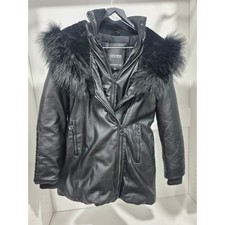 Noize Vegan Leather Faux Fur Black Winter Jac...