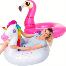 2 Pack Flamingo Unicorn Pool Floats Kids Inflatable Summer Party Toys