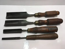 4 LOT VINTAGE (James)   J.Howarth   Wood GOUGES Chisels