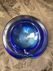 Vintage Murano Sommerso Blue Glass Bowl Ashtray Italian Art Glass