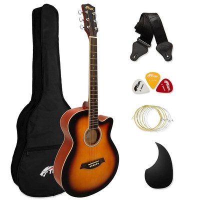Tiger volle Größe Anfänger Akustikgitarre Pack, Tasche, Gurt & Saiten - Sunburst