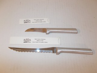 LOT OF 2 RADA BRAND KITCHEN KNIVE SET TOMATO & PARING STAINLESS USA