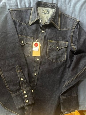 STUDIO D'ARTISAN Western Shirt Selvedge Denim D5571 Size 44 2XL