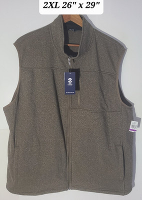 Izod Mini Stripe Camel Heather Men's 2XL Fleece Vest NWT