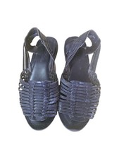 Huaraches Braided Woven Leather Sandals 6 39 Flat Black Shoes Boho Hippie Summer